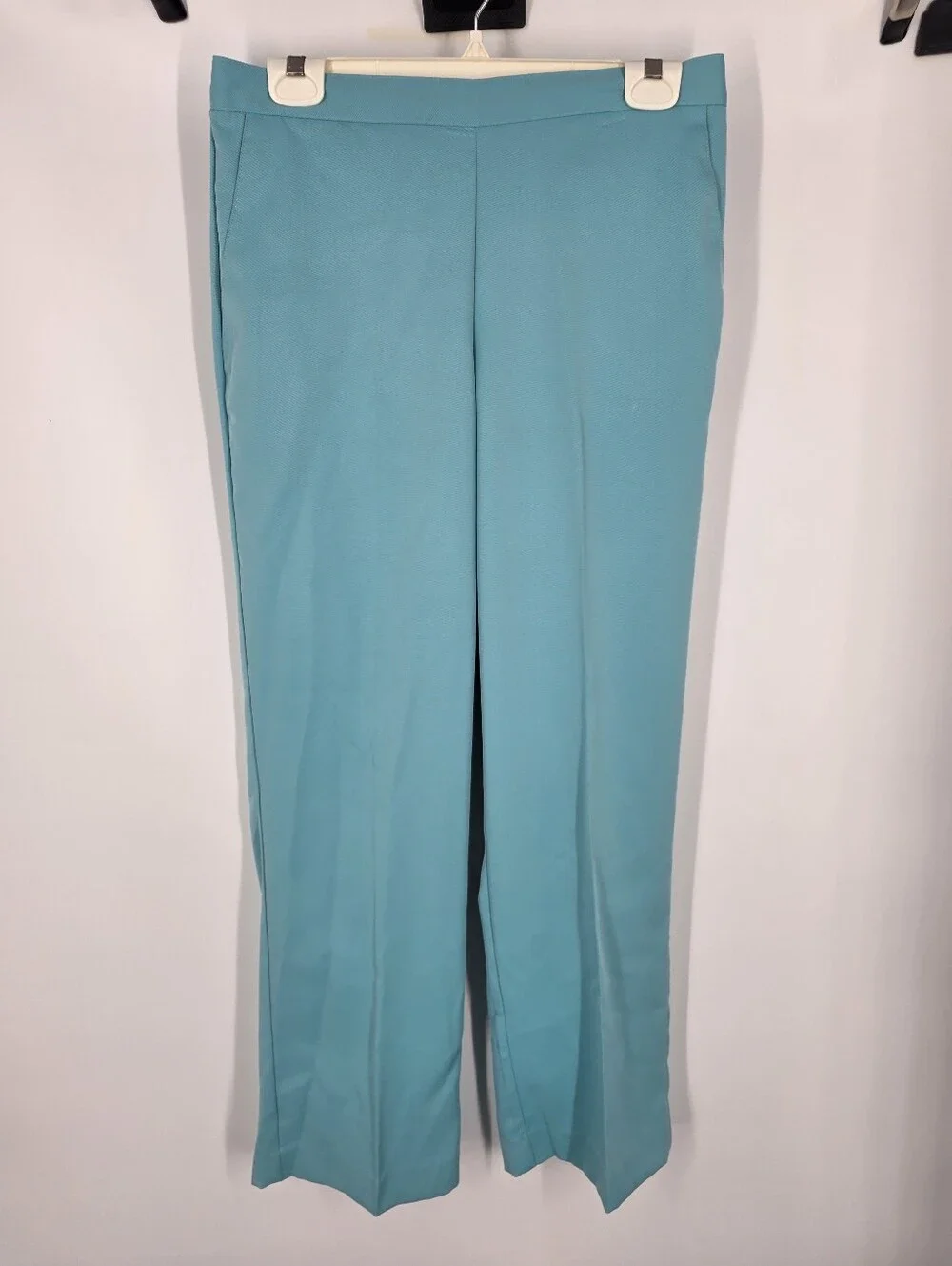 Alfred Dunner Women’s Size 8 Aqua Blue Elastic Waist Straight Leg Pants